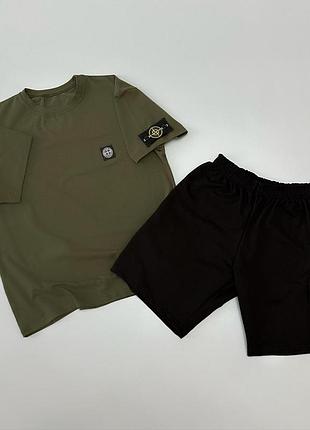 Футболка (хаки) + шорты stone island