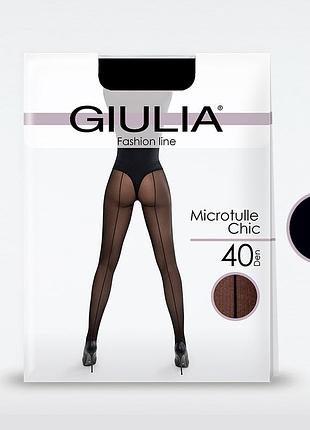 Стильные и выразительные колготки с декоративным швом giulia microtulle chic 40 fumo, 3 nero, 4