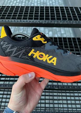 Кроссовки hoka chalengers atr 7 серые с оранжевым спортивные легкие мужские хока