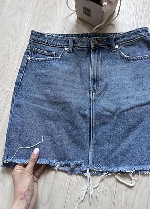 Джинсова спідниця h&m з розрізами по боках