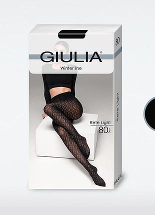 Фантазійні колготки з геометричним візерунком giulia rete light (4) 80 den nero, 2
