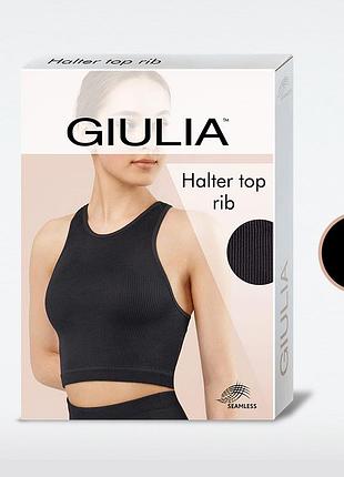 Женский бесшовный топ в рубчик giulia halter top rib black, s/m