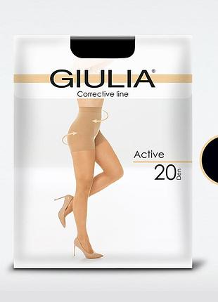 Колготки с корректирующими шортиками giulia active 20 xxl daino, 6xxl nero, 6xxl, хлопковые