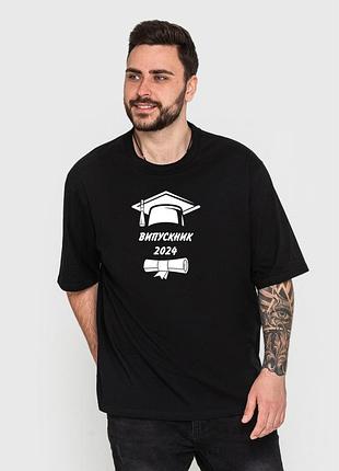 Футболка чоловіча чорна оверсайз з принтом "випускник", 3xl