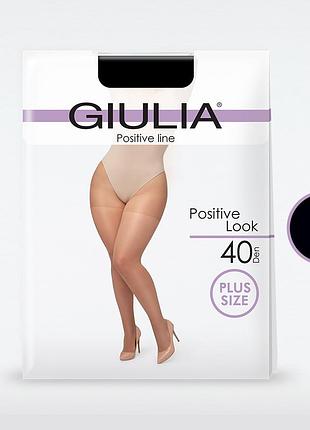 Классические полуматовые колготки больших размеров giulia positive look 40 nero, 6(xxl)