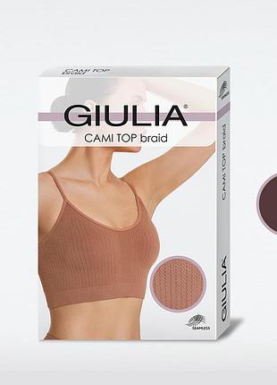 Бесшовный топ с фактурным узором в виде полосок giulia cami top braid chocolate, l/xl