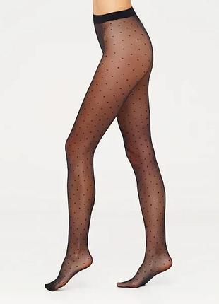 Женские фантазийные колготки amalia 20 (1) с принтом мелкий горошек nero, 2(s) nero, 4(l)