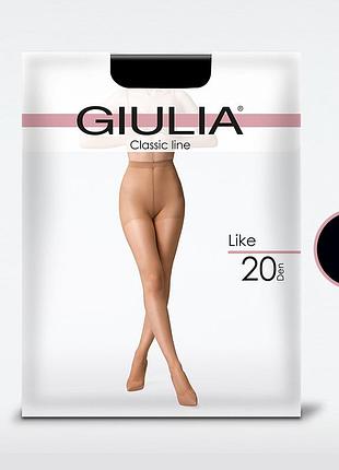 Класичні колготки з легким блиском giulia like 20 (new) (конверт) 20 den nero, 5xl