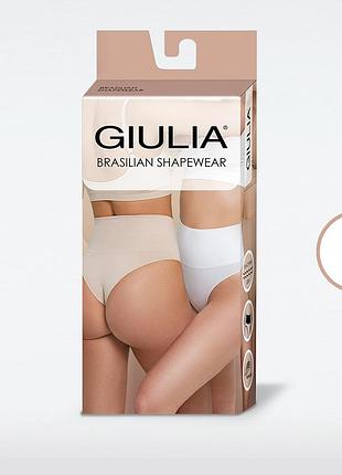 Бесшовные трусики с широким корректирующим поясом giulia brasilian shapewear white, l/xl