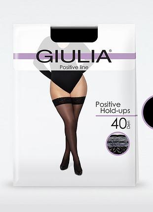 Классические чулки с кружевом на силиконовой основе giulia positive hold ups 40 calze daino, 7 nero, 7