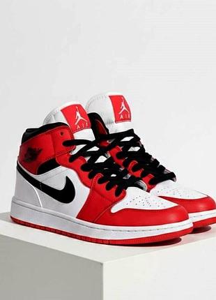 Кроссовки мужские jordan кожаные 45 красные (a0919-10)