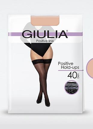 Классические чулки с кружевом на силиконовой основе giulia positive hold ups 40 calze daino, 7 daino, 8