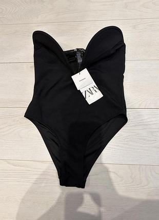 Жіночий цілтний купальник чорний новий zara s