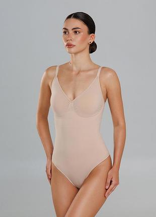 Боді з ефектом корекції з трусиками-стрінгами giulia body string shapewear light nude, 7xxl