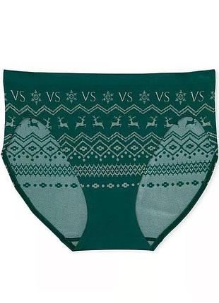 Трусики женские новогодние victorias secret seamless christmas reindeer panty green зеленые l