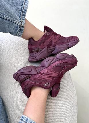 Кроссовки new balance 9060 нью баланс 9060 замшевые бордовые стильные для женщин на каждый день