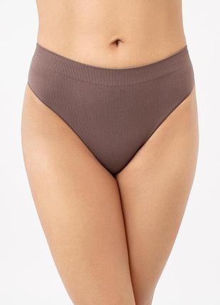 Трусы бразилиана женские бесшовные в рубчик giulia brasilian briefs rib l/xl brown-deep taupe, трусики джулия