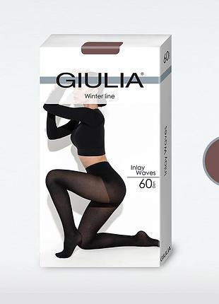 Фантазийные сезонные колготки giulia inlay waves 60 (1) crema, 2 deep mahagony, 2