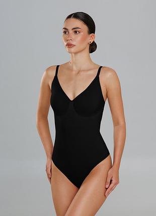 Боді з ефектом корекції з трусиками-стрінгами giulia body string shapewear black, 7xxl