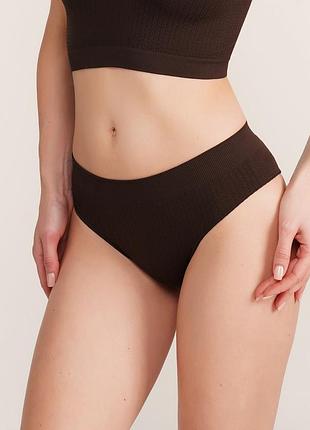 Бесшовные трусики с фактурным узором в виде полосок giulia brasilian briefs braid chocolate, s/m