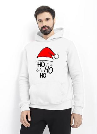 Худі чоловіче біле з принтом "ho-ho-ho", 2xl