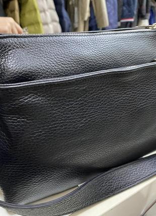 М'яка шкіряна сумка кроссбоди італійська жіноча сумка жіноча сумка шкіряна чорна4 фото