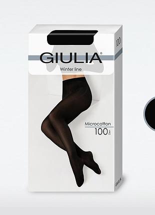 Теплые, мягкие непрозрачные колготки microcotton 100 den nero, 2 nero, 3