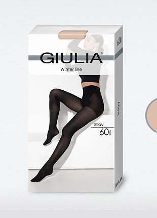 Фактурные фантазийные колготки giulia inlay 60 (8) bombay brown, 2 simply taupe, 4