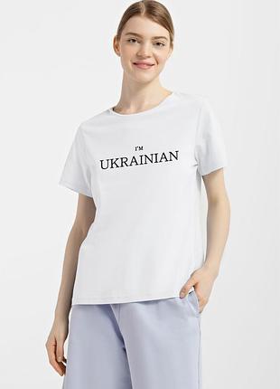 Футболка женская белая с принтом "i'm ukrainian (черный)", xl