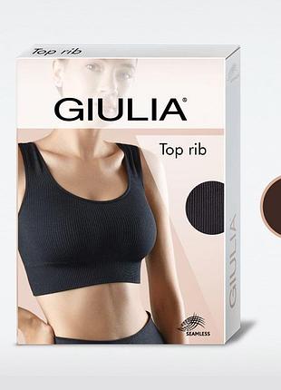 Бесшовный топ из микрофибры в рубчик giulia top rib white, l/xl chocolate, l/xl