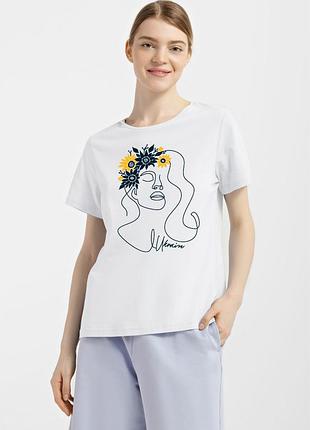 Футболка жіноча біла з принтом "квітуча україна", 2xl