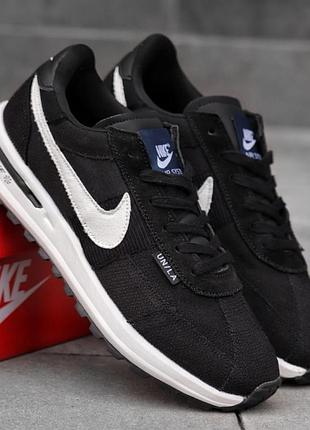 Мужские кроссовки nike cortez черные стильные спортивные кроссы из натуральной замши на лето осень найк кортез
