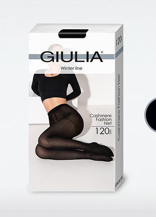 Теплі колготки з візерунком в сітку giulia cashmere fashion net (11) 120 den black, 2