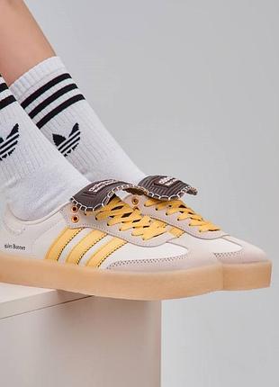 Кроссовки женские adidas samba platform wales bonner beige, кеды адидас самба платформа бежевые