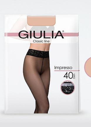 Классические колготки с широким кружевным поясом giulia impresso 40 daino, 2