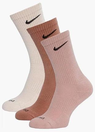 Шкарпетки чоловічі nike u nk evry plus cush crew (3 пари) beige sx6888-914