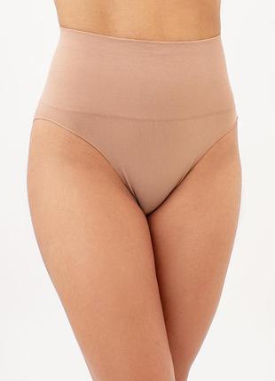 Жіночі безшовні труси стрінги з еластичним коригуючим поясом giulia string shapewear xxl beige-nude, коригуючі трусики