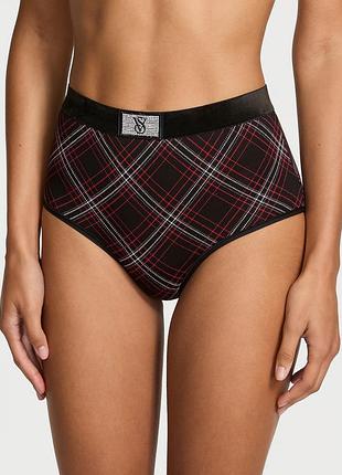 Трусики слипы женские хлопковые victoria's secret logo cotton shine patch velvet modern brief l черные