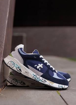 Кроссовки premiata mase blue grey white для мужчин стильная обувь для повседневной носки и активного отдыха
