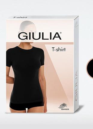 Універсальна безшовна футболка з м'якої мікрофібри giulia t-shirt black, l/xl