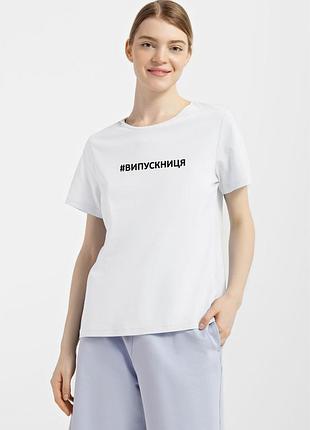 Футболка женская белая с принтом "#выпускница", l