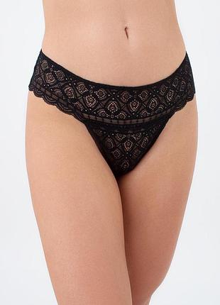 Жіночі труси бразиліана мереживні giulia keily 2225/31 s black-black, повсякденні мереживні трусики, чорні бразиліани