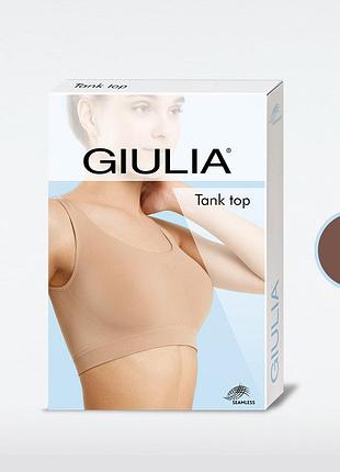 Бесшовный короткий топ с широкими бретелями и круглым вырезом giulia tank top deep taupe, s/m