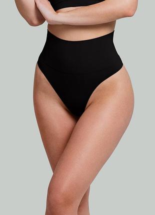 Безшовні трусики з широким коригуючим поясом giulia brazilian shapewear black, xxl(7)