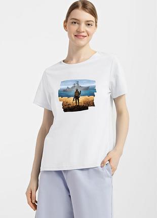 Футболка женская белая с принтом "марка", 2xl