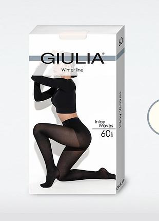 Фантазийные сезонные колготки giulia inlay waves 60 (1) crema, 2 crema, 4