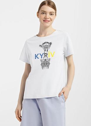 Футболка женская белая с принтом "киев", 2xl