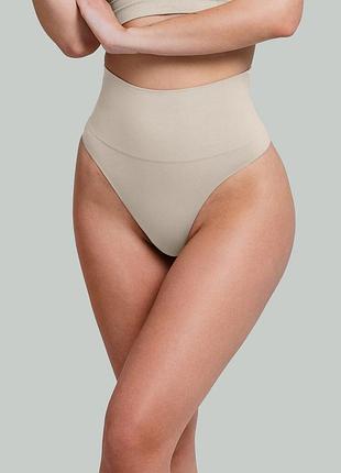 Коригуючі трусики з широким поясом giulia string shapewear light nude, s/m