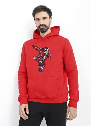 Худи мужское красное с принтом "тацирующий санта", 2xl