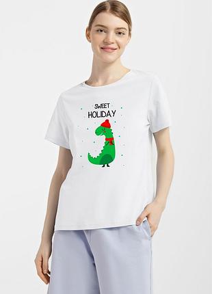 Футболка женская белая с принтом "sweet holiday (dragon)", m